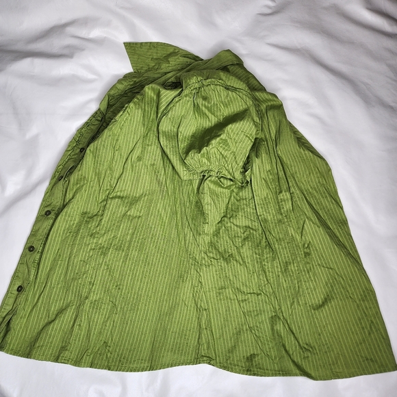 Lane Bryant Blouse Pinstripe Capped Sleeve Green Lightweight Plus Size 26 - Picture 4 of 11